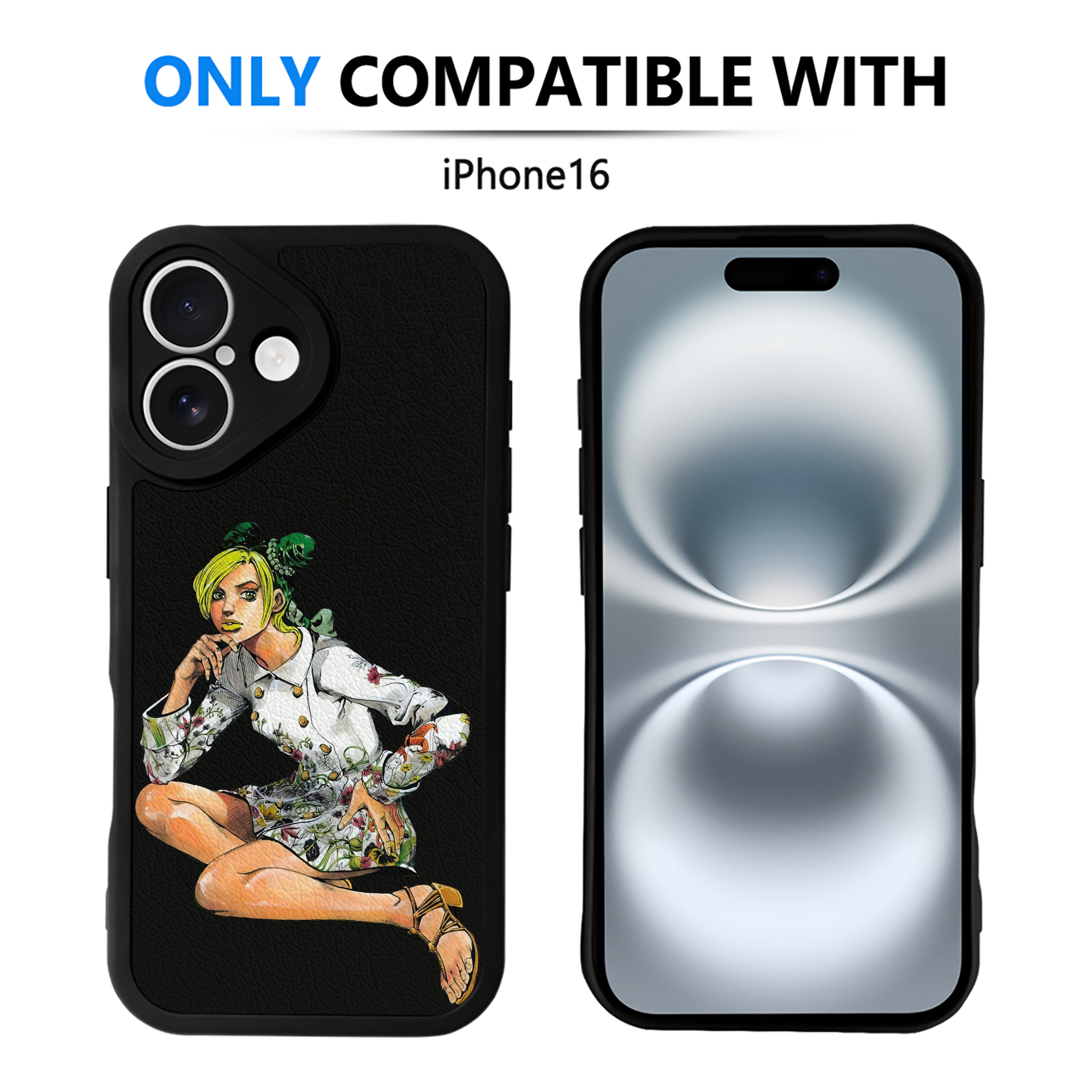 （画像用） "ジョジョの奇妙な冒険 くうじょう ジョリーン JoJo's Bizarre Adventure Jolyne Cujoh " 【iPhone 16シリーズ対応】シリコンスマホケース（レザー調） 材質：シリコン